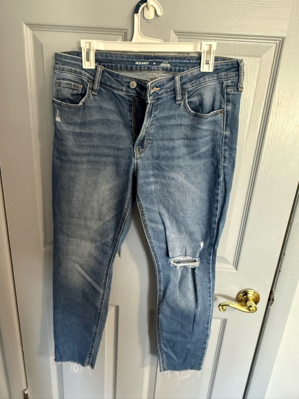 Old Navy Blue Distressed Ankle Jeans